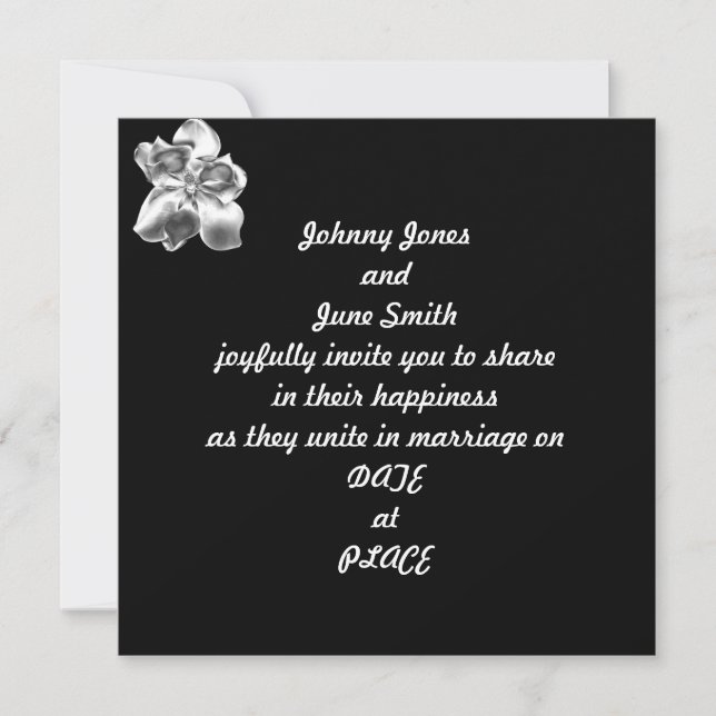 Flor metálica de Magnolia en Invitación a la Boda (Anverso)