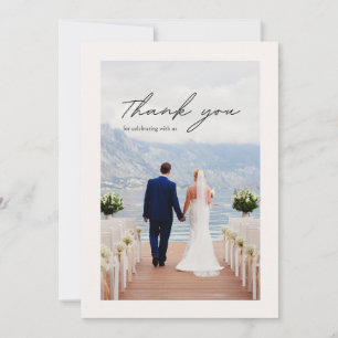 Flor minimalista beige Gracias tarjeta boda