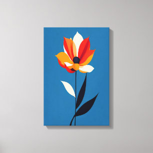 Flor Minimalista vibrante sobre el arte azul