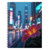 Flor Moderna en Paisaje Urbano - Cuaderno