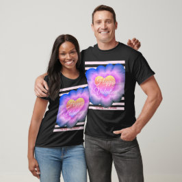 Flor morada Feliz San Valentín camiseta