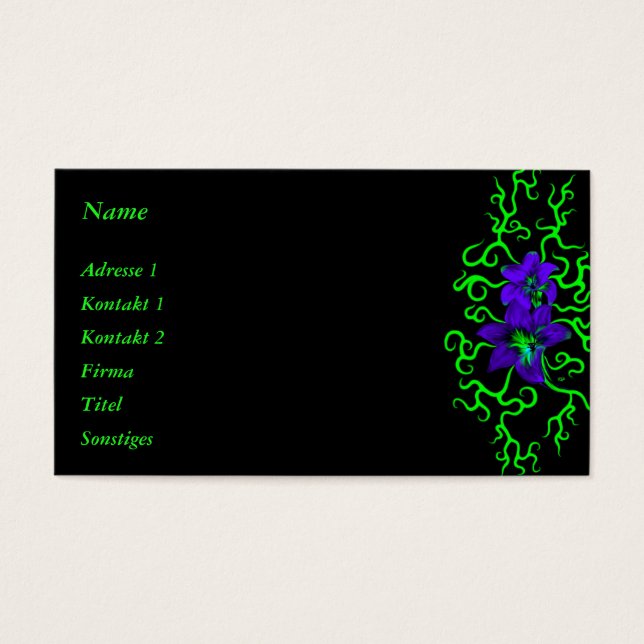 Flor morada lirio en negro (Frente)