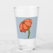 Flor naranja con fondo azul