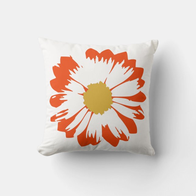 Flor naranja sobre almohada blanca (Anverso)