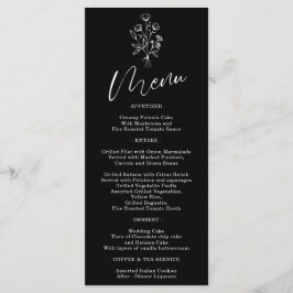 Flor negra Menú Botánico Simple Bohemio