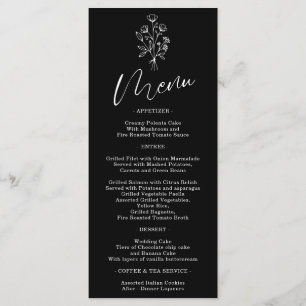 Flor negra Menú Botánico Simple Bohemio