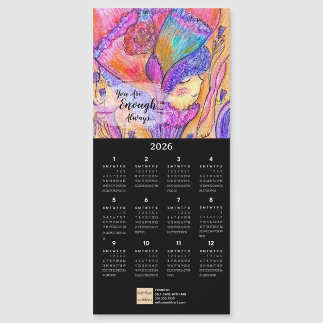 Flor Niña Petróleo Pastel Calendario de Arte Tarje (Anverso)