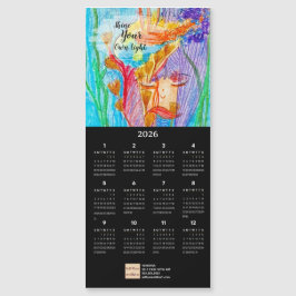 Flor Niña Petróleo Pastel Calendario de Arte Tarje