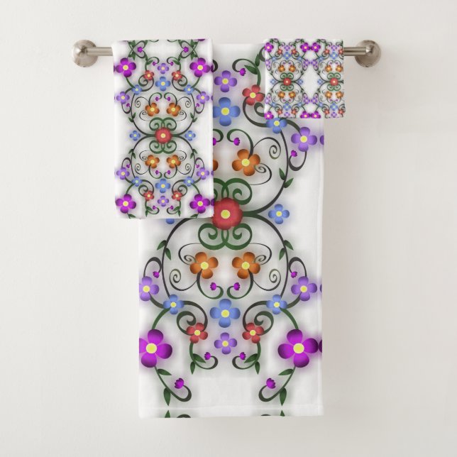 flor ornamental conjunto de toallas de baño (In situ)