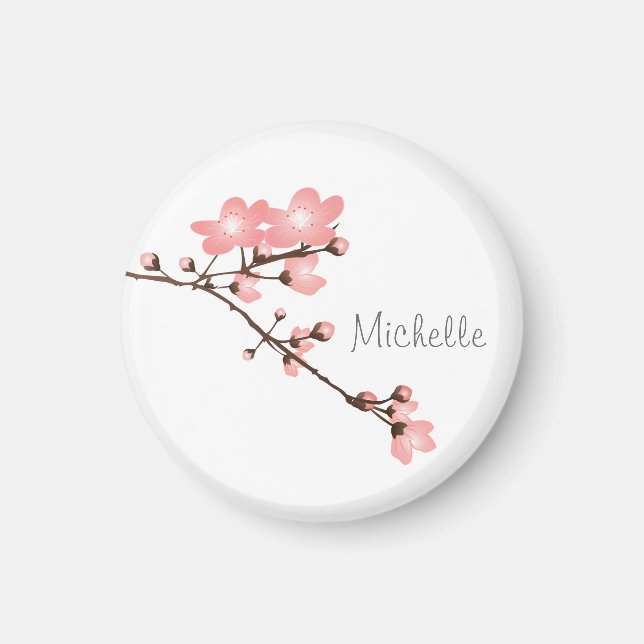 Flor personalizada de cerezo rosado 2 " Imán cuadr (Frente)