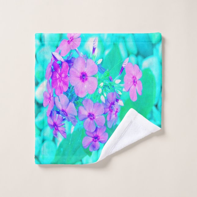 Flor Phlox de jardín rosado en Aquamarine (Toallita)