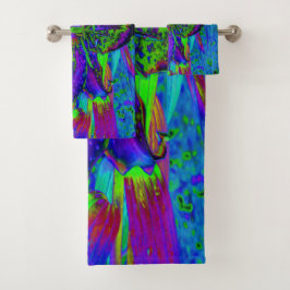 Flor Psicodélica morada y lirio verde limón