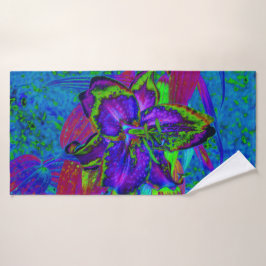 Flor Psicodélica morada y lirio verde limón