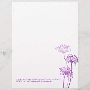 Flor púrpura gráfica vaca parsley membrete