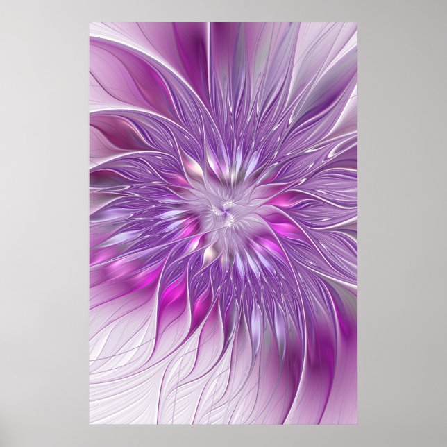 Flor Púrpura Rosa Pasión Resumen Arte Fractal (Frente)