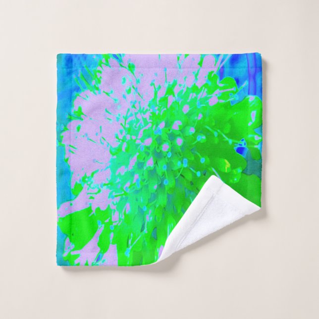 Flor retro abstracta en lavanda y verde limón (Toallita)