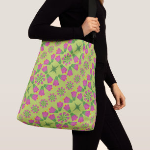 Flor retro bell Mandalas Bolsa de crossbody verde