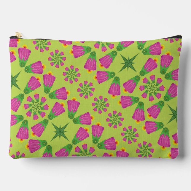 Flor retro de campanilla Mandalas verde gran bolsa (Anverso)