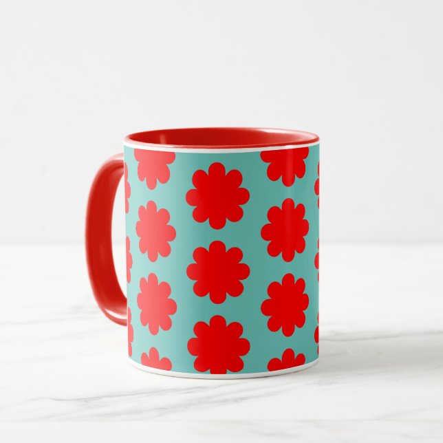 Flor roja en la Copa de Bombas Aqua Blue Retro (Anverso izquierdo)