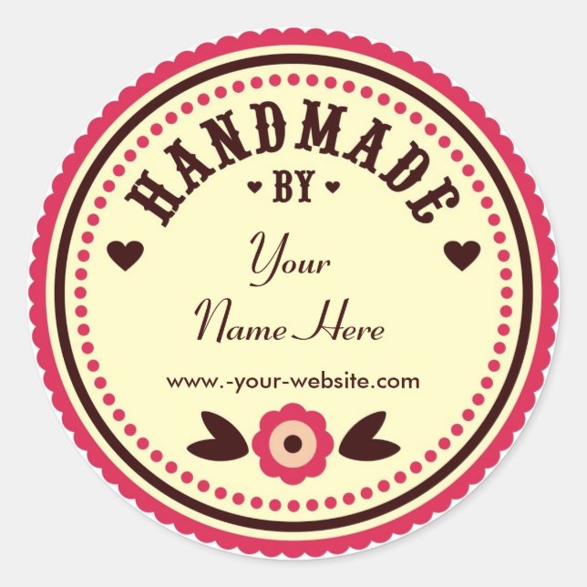 Flor Roja Hecha A Mano Por Pegatinas Personalizado (Anverso)