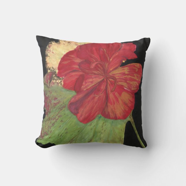 flor roja sobre almohada negra (Anverso)