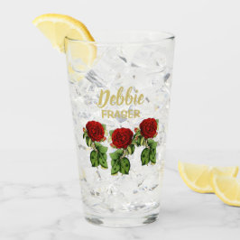 Flor roja y hojas verdes nombre personalizado