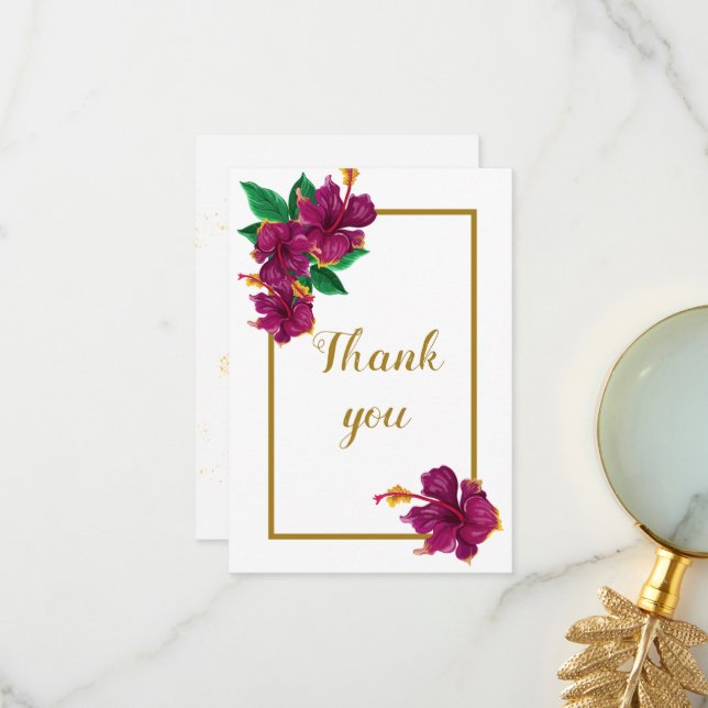 flor romántica hibisco flor botánica tarjeta de ag (Anverso/Reverso In Situ)