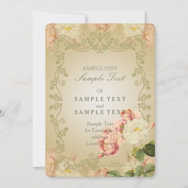 Flor romántica - Tarjeta de invitación (Anverso)