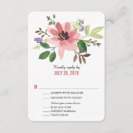 Flor rosa acuarela | RSVP de boda