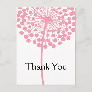 Flor rosa de Dandelion Gracias Postales 2