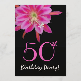 Flor rosa de la plantilla de cumpleaños número 50