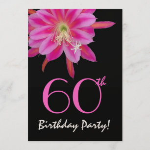 Flor rosa de plantilla de cumpleaños número 60