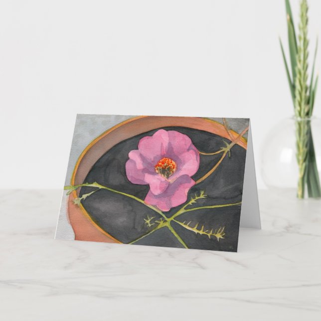Flor rosa en tarjeta de felicitación de algodón de (Anverso)