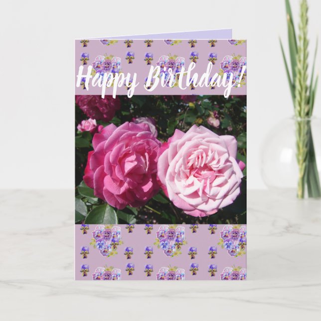Flor rosa Flor Floral feliz cumpleaños tarjeta de  (Anverso)