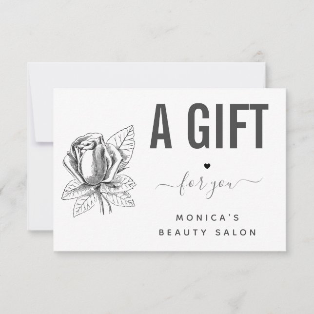 Flor Rosa flor Spa de belleza blanca y negra (Anverso)