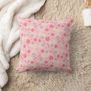 Flor rosa Imprimir almohada moderna de lanzamiento