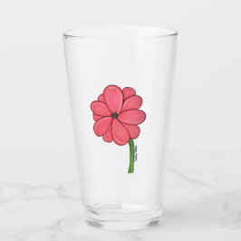Flor rosa llena con fondo azul