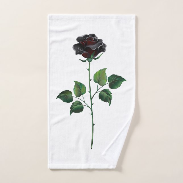 Flor rosa negra (Toalla de mano)