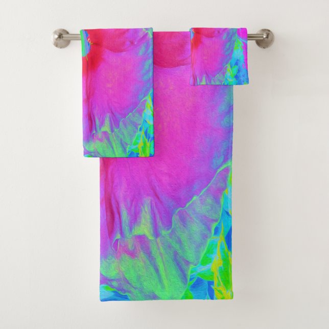 Flor rosa psicodélica y roja hibiscus (In situ)