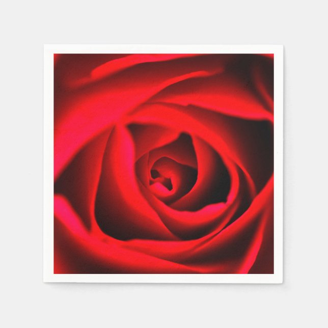 Flor rosa roja Cocktail papel servilleta (Anverso)