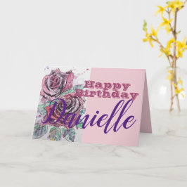 Flor rosa roja Feliz cumpleaños a la mujer tarjeta