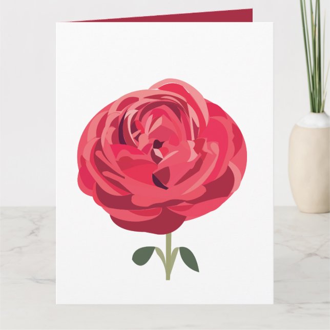 Flor Rosa Roja Floral Tarjeta de Cumpleaños Rosa R (Anverso)