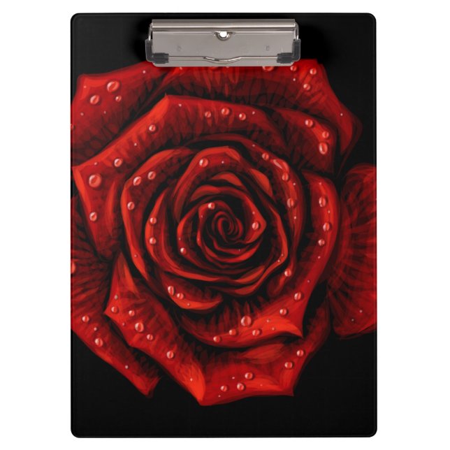 Flor rosa roja | Portapapeles de flores (Anverso)