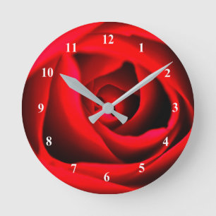 Flor rosa roja Reloj de pared acrílico