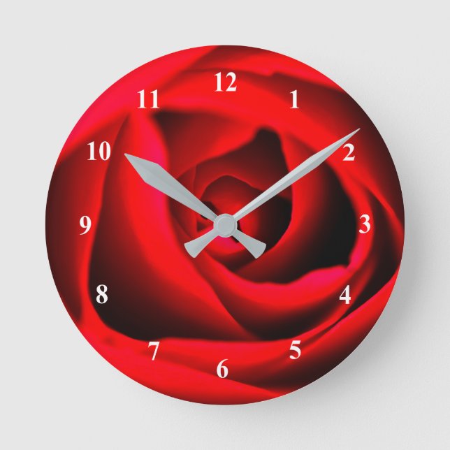 Flor rosa roja Reloj de pared acrílico (Anverso)