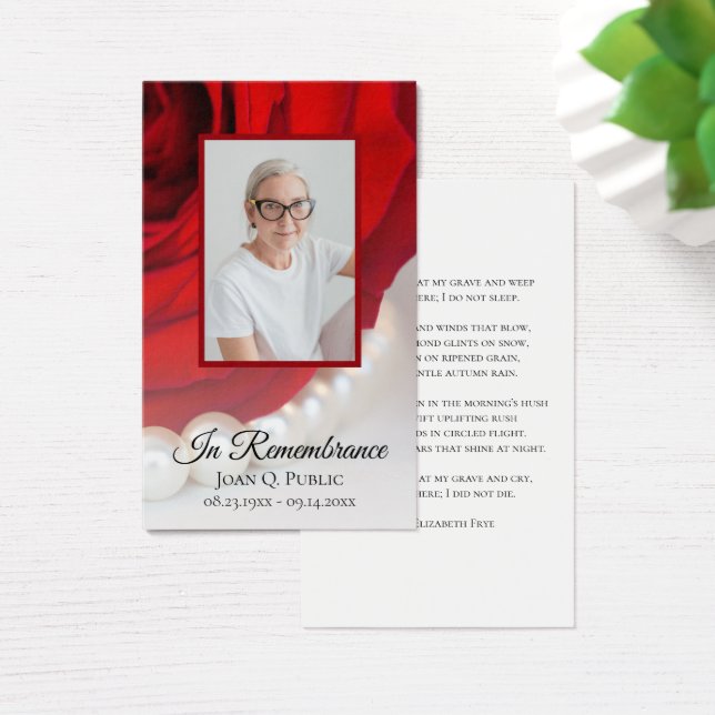 Flor rosa roja y oración conmemorativa del funeral (Escritorio)