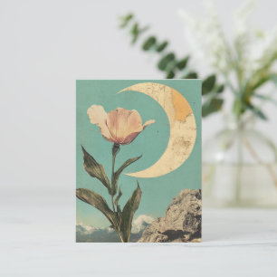 Flor rosa y luna creciente
