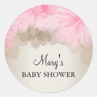 Flor rosa y plata | PEGATINA BABY SHOWER