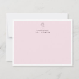 Flor rosa y rayas una nota de la tarjeta plana