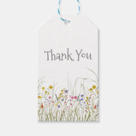 Flor silvestre acuarela Gracias Etiqueta